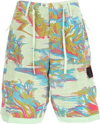 Marbled Print Drawstring Shorts