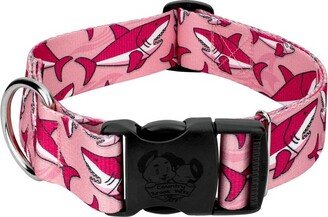 Country Brook Petz 1 1/2 Inch Deluxe Pink Sharks Dog Collar (Large)