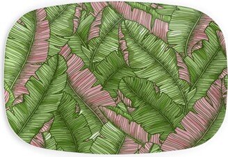 Serving Platters: Banana Leaf - Pink Serving Platter, Green