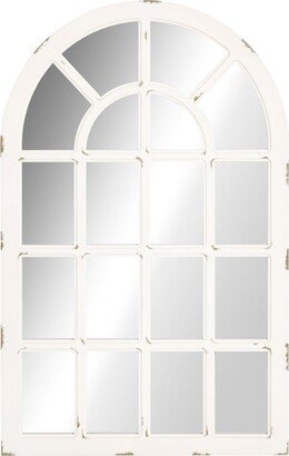 Homcom 43 x 27.5 Wall Mirror, Arch Window Mirror for Wall in Living Room, Bedroom, Rustic White