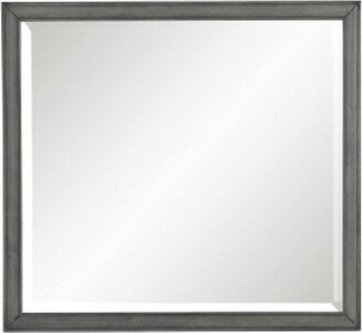 Ceila 42 Inch Classic Accent Mirror, Wood Grain Details, Okume Veneer, Gray