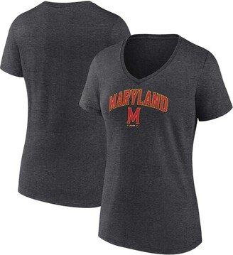 Women's Branded Heather Charcoal Maryland Terrapins Evergreen Campus V-Neck T-shirt