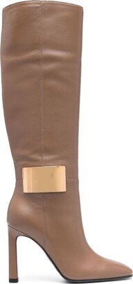 Round-Toe 100mm Leather Boots