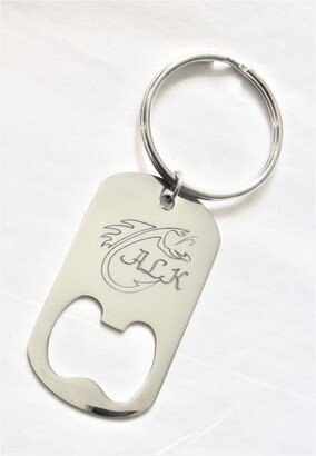 Fish Hook, Fly Fishing, Bottle Opener Keychain, Custom Opener, Beer Fishing Gifts, Wedding, Monogrammed Keychain