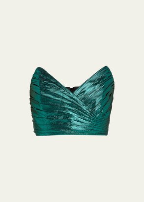 Sophia Strapless Metallic Crop Top