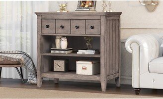 Charging Design Storage Nightstand with 1 Drawer and 2 Open Shelves