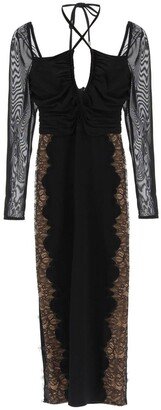 Floral Lace-Trim Cut Out Detailed Midi Dress