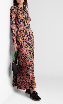 Dean open-back floral-print stretch-crepe maxi shirt dress