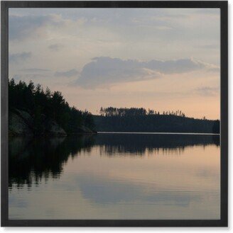 Photo Tiles: Serene Quiet Lake Moment Photo Tile, Black, Framed, 8X8, Blue