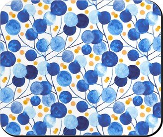 Mouse Pads: Pompom Plants - Cobalt & Gold Mouse Pad, Rectangle Ornament, Blue