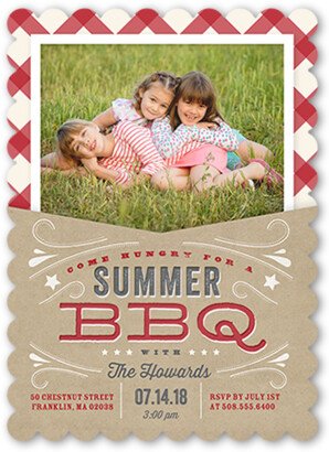 Summer Invitations: Bbq Holiday Summer Invitation, Red, Pearl Shimmer Cardstock, Scallop