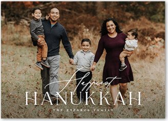 Holiday Cards: Mixed Type Holiday Card, White, 5X7, Hanukkah, Standard Smooth Cardstock, Square