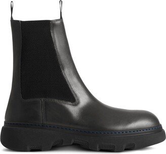 Black Leather Chelsea Boots-AI