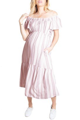 Flutter Sleeve Maternity Midi Dress