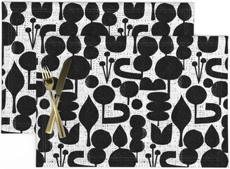 Bauhaus Abstract Placemats | Set Of 2 - Wilderness Adventure By Ottomanbrim Black & White Forest Trees Cloth Spoonflower