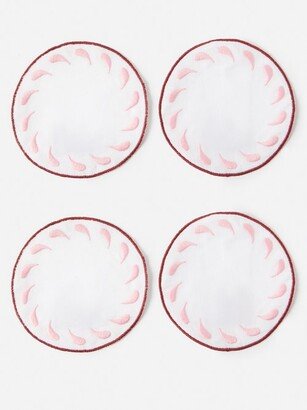 Aquazzura Casa Set Of Four Jaipur Embroidered Linen Coasters