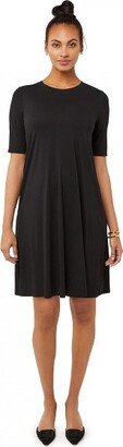 Luxe A-line Knit Maternity Dress-Black-XS |