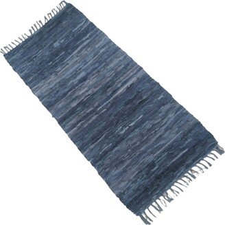 Leather Hearth Rug For Fireplace Fireproof Mat Gray-Blue-AA