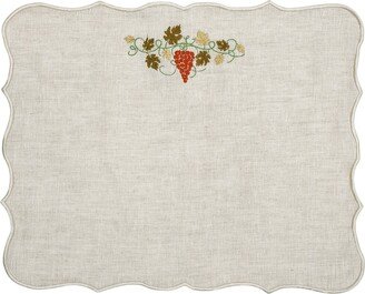 Km Home Collection Grape Embroidery Linen Placemats - Set Of 2
