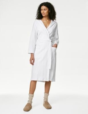 Body by M&S Pure Cotton Jersey Waffle Dressing Gown