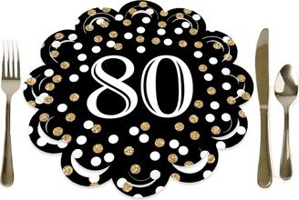 Big Dot of Happiness Adult 80th Birthday - Gold - Birthday Party Round Table Decorations - Paper Chargers - Place Setting For 12