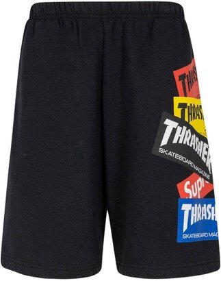 x Thrasher multi logo track shorts