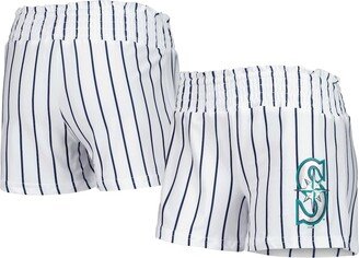 Women's Concepts Sport White Seattle Mariners Reel Pinstripe Sleep Shorts