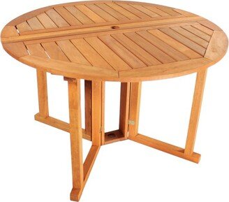 Sunnydaze Decor Sunnydaze Malaysian Hardwood Gateleg Round Patio Table with Teak Oil Finish - 47.25 Diameter x 29 H