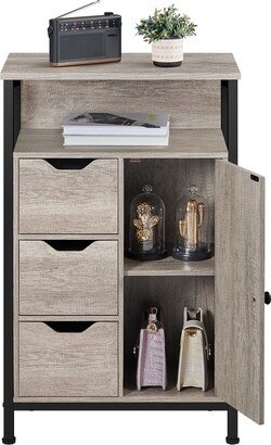 Floor Storage Cabinet with 3 Drawers and 1 Cupboard