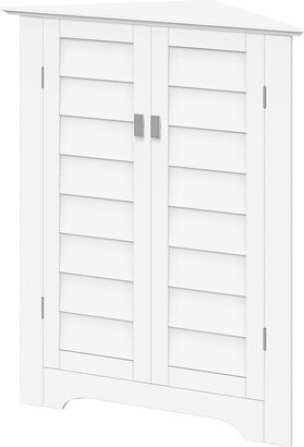 RiverRidge Brookfield Bathroom Two Shutter Door Freestanding Corner Storage Cabinet