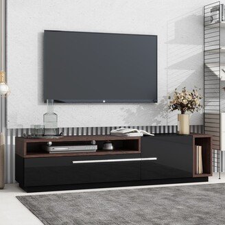 EPOWP Two-tone Design TV Stand with Handles, UV High-Gloss Media Console for TVs Up to 70, TV Cabinet with Spacious Storage Space