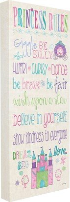 Princess Rules Castle Typography Stretched Canvas Wall Art, 10 x 24