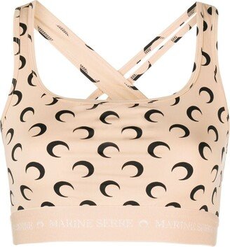 Crescent Moon-print sports bra