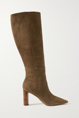 Elisa Suede Knee Boots - Brown