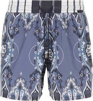 Paisley Printed Drawstring Swim Shorts-AA