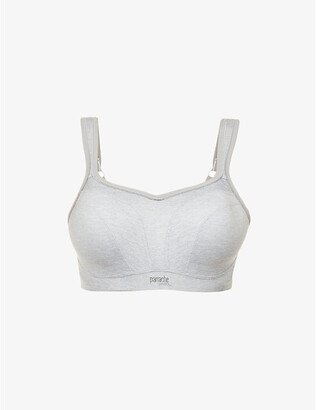 Womens Grey Marl Wired Stretch-jersey Sports bra