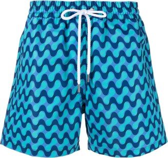 Wave-Print Swim Shorts