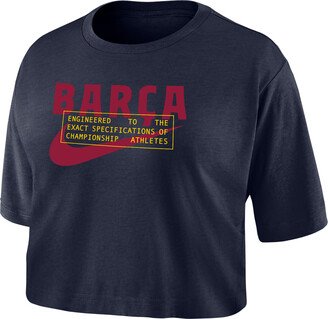 FC Barcelona Women's Dri-FIT Soccer Cropped T-Shirt in Blue