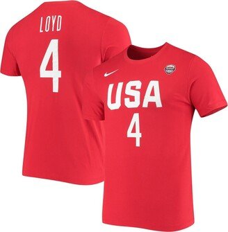 Women's Jewell Loyd Usa Basketball Red Name and Number Performance T-shirt