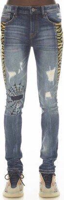 Men's Punk Super Skinny Denim In Tiger