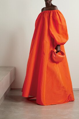 Off-the-shoulder Silk-taffeta Gown - Orange