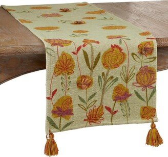 Saro Lifestyle Embroidered Floral Runner