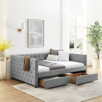 Sunmory Full Size Upholstered Daybed with Two Drawers-AA