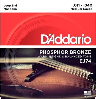 D'Addario EJ74 Phosphor Bronze Medium Mandolin Strings (11-40)