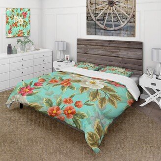 Designart 'Floral Seamless Pattern' Traditional Duvet Cover Set