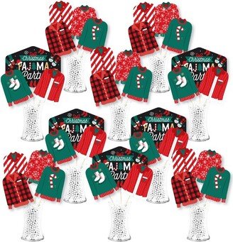 Big Dot of Happiness Christmas Pajamas - Holiday Plaid PJ Party Centerpiece Sticks - Showstopper Table Toppers - 35 Pieces