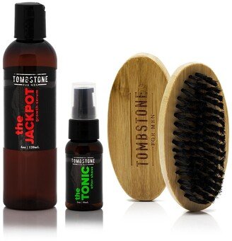 Tombstone For Men The Jackpot Kgf Vegan Hair Growth Serum & The Tonic After Shave Kit W/ The Beard Brush-AA
