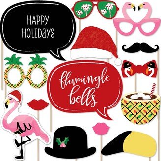 Big Dot Of Happiness Flamingle Bells - Tropical Flamingo Christmas Party Photo Booth Props Kit- 20 Ct