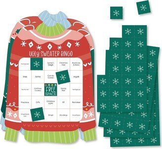 Big Dot of Happiness Colorful Christmas Sweaters - Bingo Cards and Markers - Ugly Sweater Holiday Party Shaped Bingo Game - Set of 18