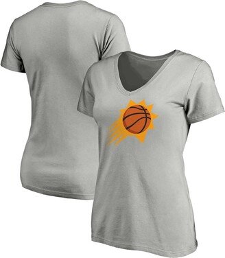 Women's Branded Gray Phoenix Suns Primary Logo Team V-Neck T-shirt